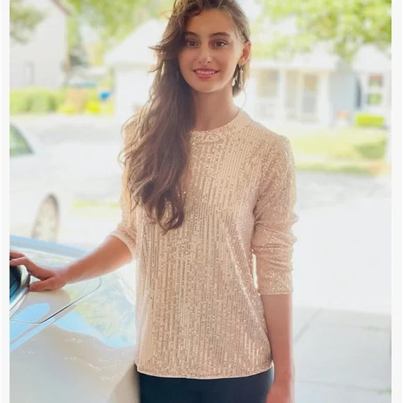 Grace Karin Sequin LongSleeve Open Back Party Top - Picture 2 of 16